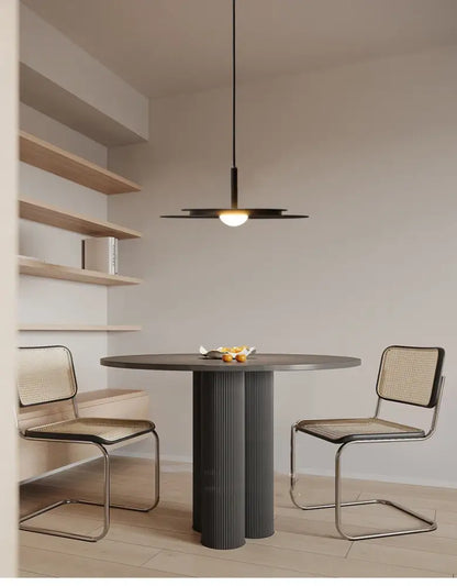 Minimalist black flying saucer chandelier for dining room lighting