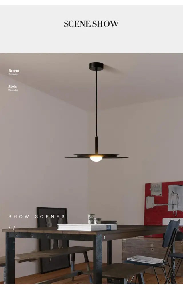 Minimalist black flying saucer chandelier for dining room lighting