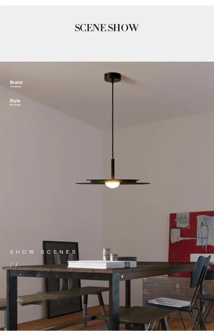 Minimalist black flying saucer chandelier for dining room lighting
