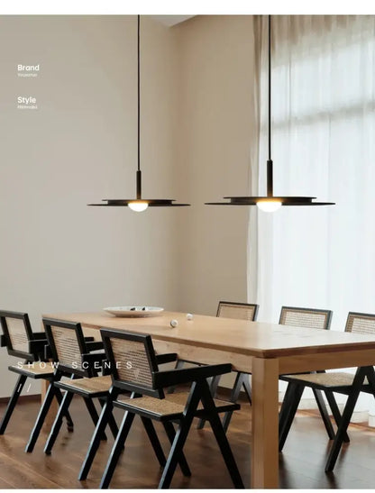 Minimalist black flying saucer chandelier for dining room lighting