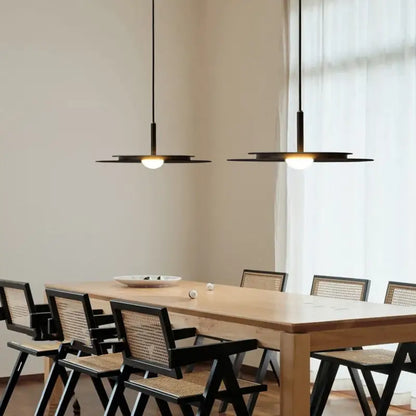 Minimalist black flying saucer chandelier for dining room lighting