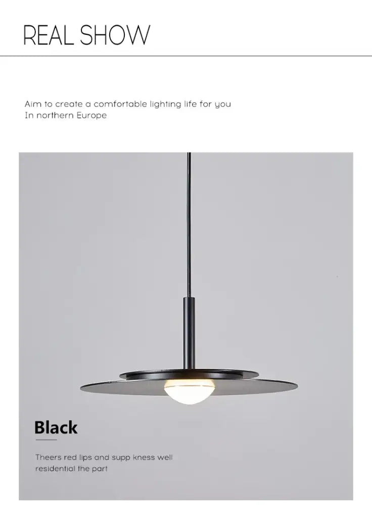 Minimalist black flying saucer chandelier for dining room lighting