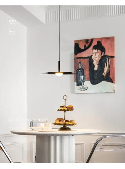 Minimalist black flying saucer chandelier for dining room lighting
