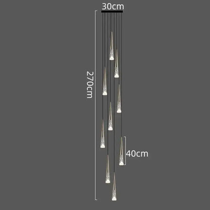 Modern gold & black nordic staircase chandelier stairwell lighting