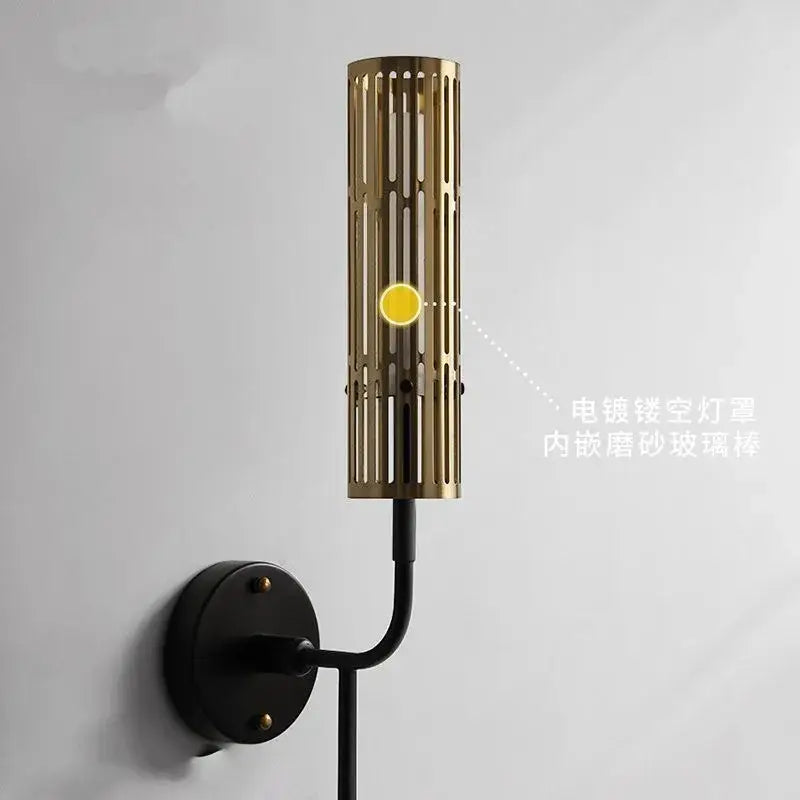 Modern gold and black led nordic wall sconce living room light