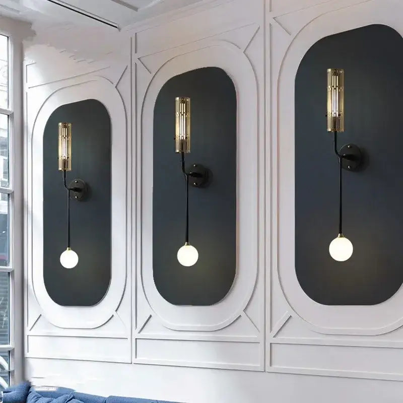 Modern gold and black led nordic wall sconce living room light