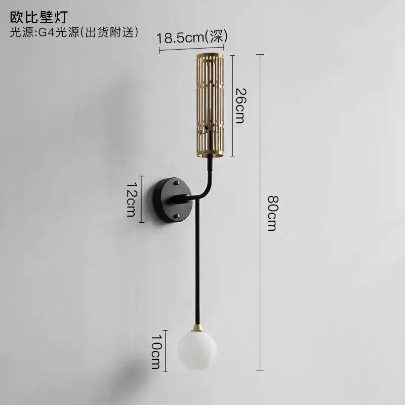 Modern gold and black led nordic wall sconce living room light