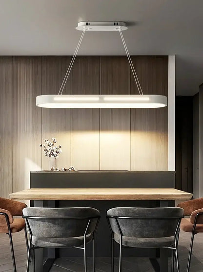 Modern black rectangular led office chandelier dining room light