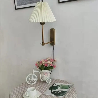 Origami wall lamp cream pleated led sconce for bedroom living room