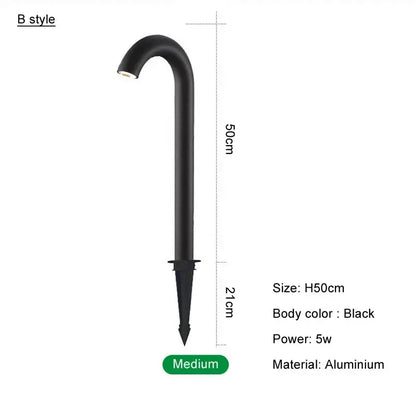 Modern black cane led bollard light garden outdoor aluminum lamp
