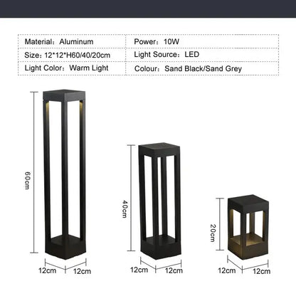 Lantern style black metal outdoor lawn light garden pathway lamp