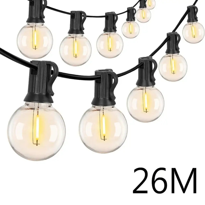 Modern 26m clear globe outdoor string lights garden party decor