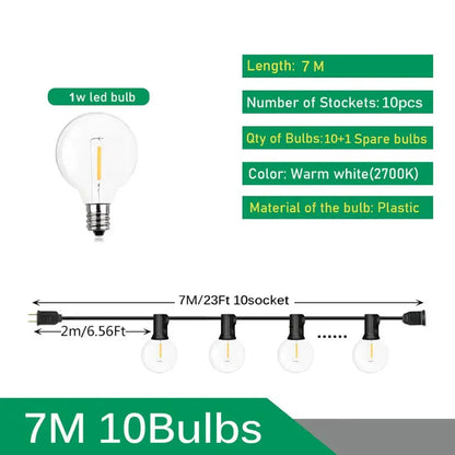 Modern 26m clear globe outdoor string lights garden party decor