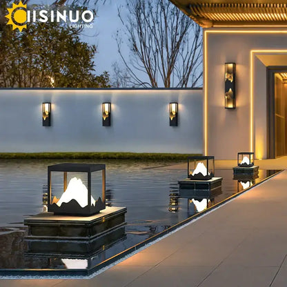 Modern black and gold mountain led outdoor wall lamp garden light