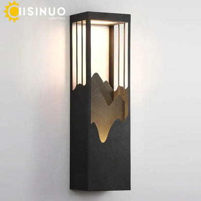 Modern black and gold mountain led outdoor wall lamp garden light