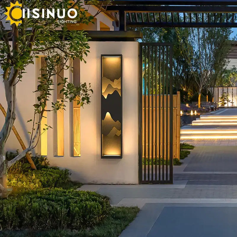 Modern black and gold mountain led outdoor wall lamp garden light