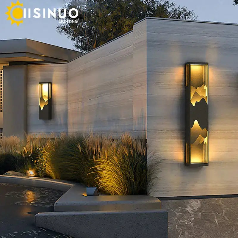 Modern black and gold mountain led outdoor wall lamp garden light