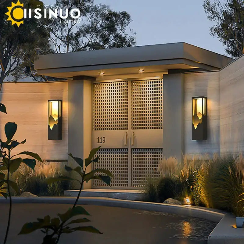 Modern black and gold mountain led outdoor wall lamp garden light