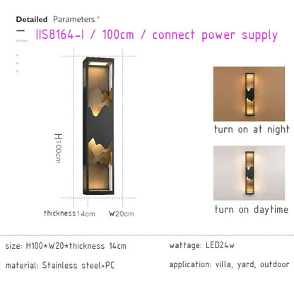 Modern black and gold mountain led outdoor wall lamp garden light