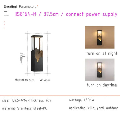 Modern black and gold mountain led outdoor wall lamp garden light