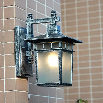 Retro black iron outdoor wall lamp clear glass lantern for patio