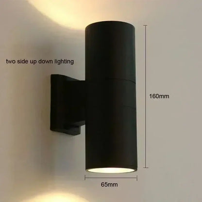 Modern black cylindrical outdoor wall lamp porch sconce