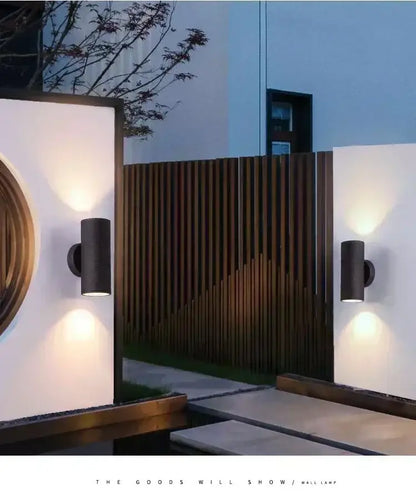 Modern black cylindrical outdoor wall lamp porch sconce