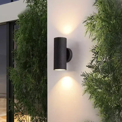 Modern black cylindrical outdoor wall lamp porch sconce