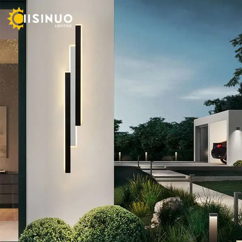 Modern minimalist black & white led outdoor wall lantern garden light