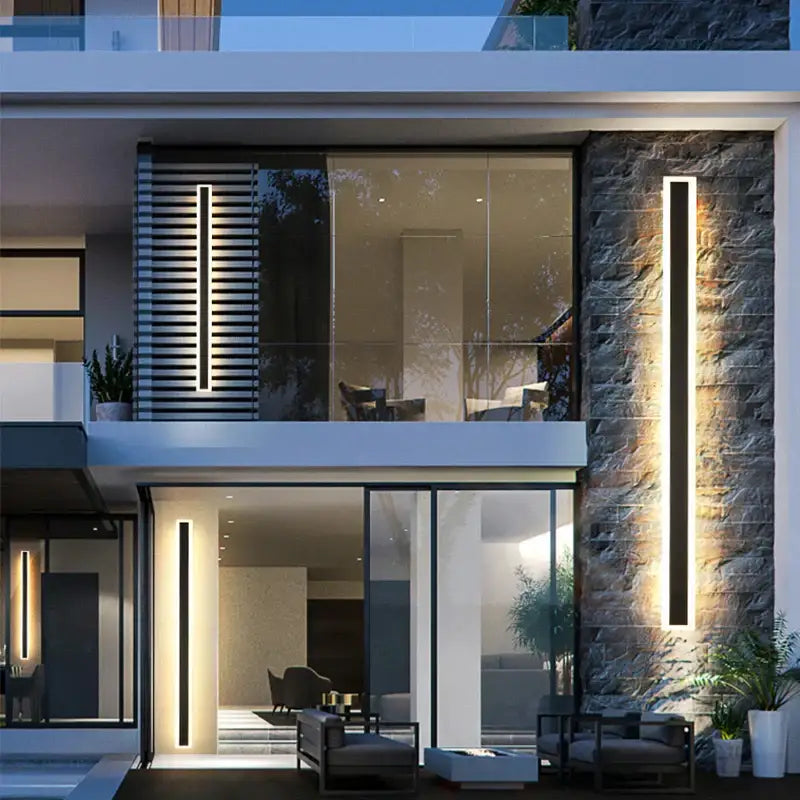 Modern minimalist black led outdoor wall light porch garden lamp