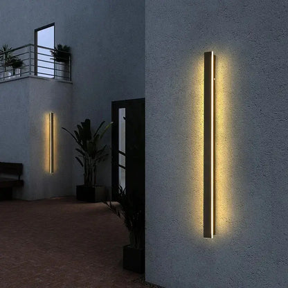 Modern black led outdoor wall light garden vertical minimalist lamp