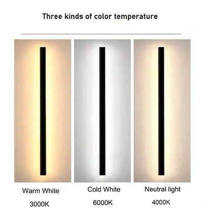 Modern black led outdoor wall light garden vertical minimalist lamp