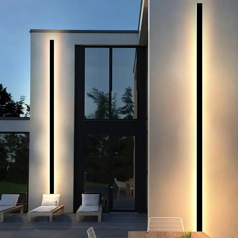 Modern black led outdoor wall light garden vertical minimalist lamp