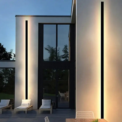 Modern black led outdoor wall light garden vertical minimalist lamp