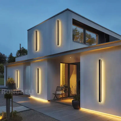 Modern minimalist black led outdoor wall light garden sconce