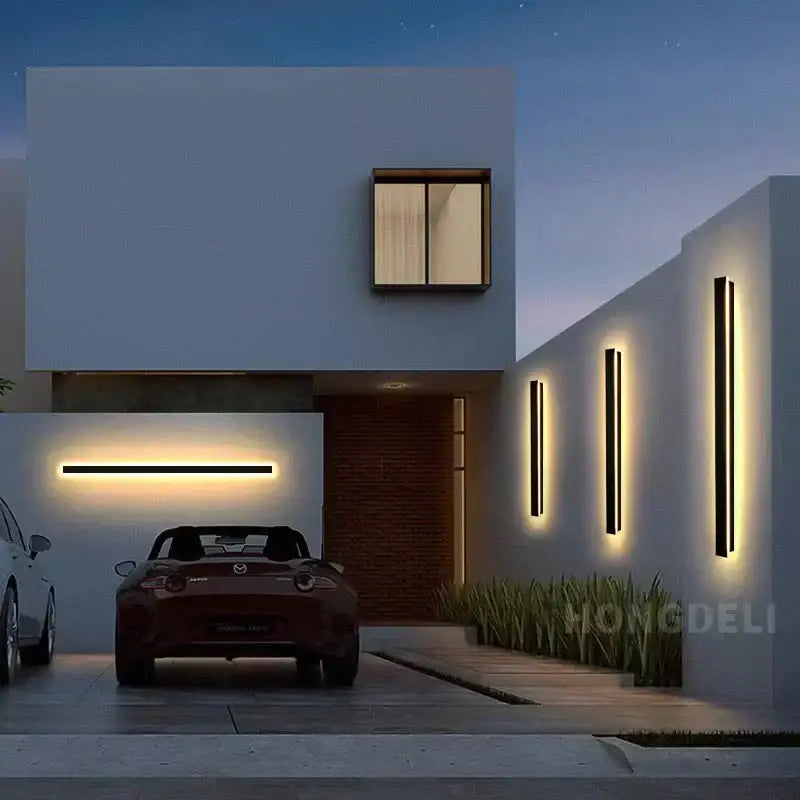 Modern minimalist black led outdoor wall light garden sconce