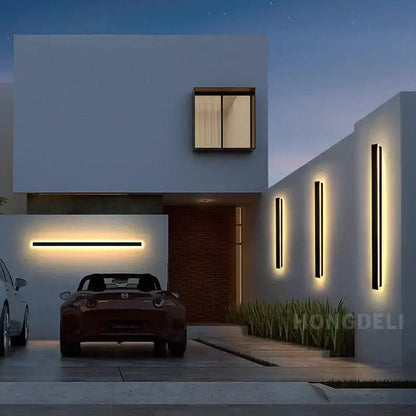 Modern minimalist black led outdoor wall light garden sconce