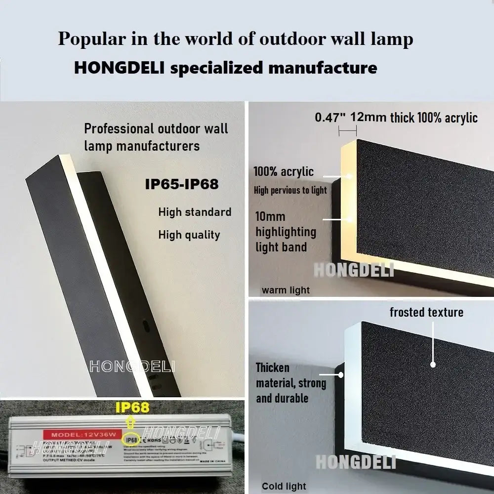 Modern minimalist black led outdoor wall light garden sconce