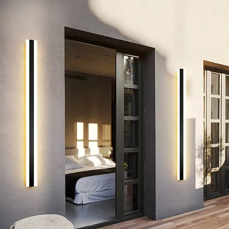 Modern minimalist black led outdoor wall light garden sconce