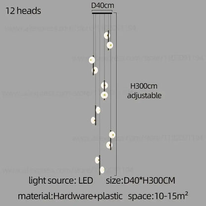 Modern minimalist led oval chandelier living room light