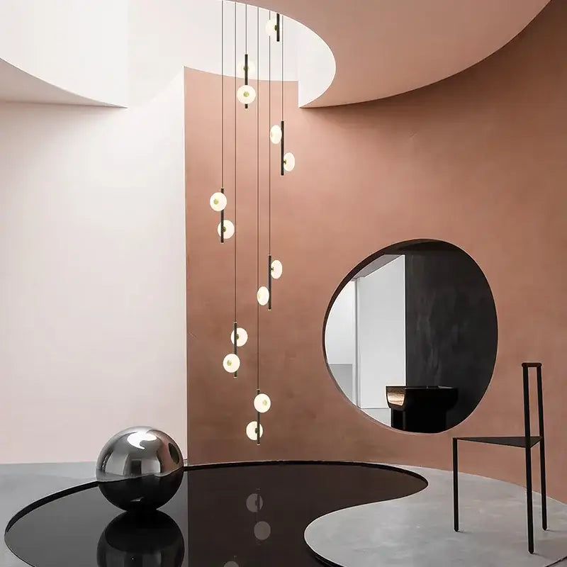 Modern minimalist led oval chandelier living room light