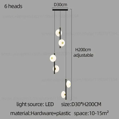 Modern minimalist led oval chandelier living room light