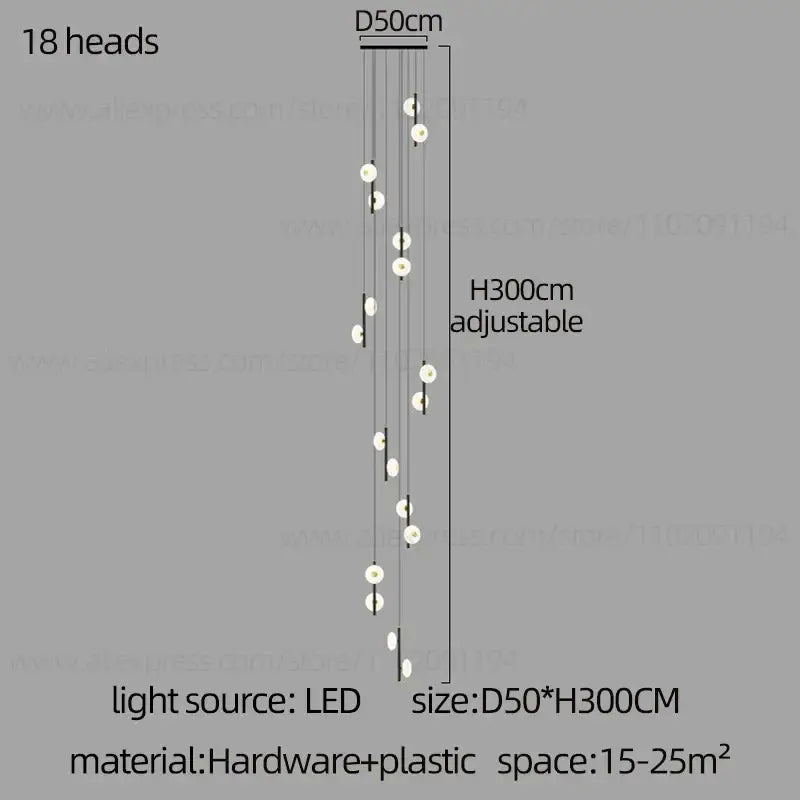 Modern minimalist led oval chandelier living room light