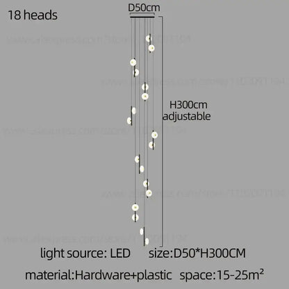 Modern minimalist led oval chandelier living room light