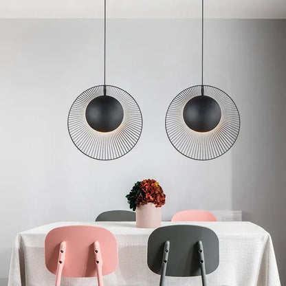 Modern black radial oyster pendant lamp bedroom hanging light