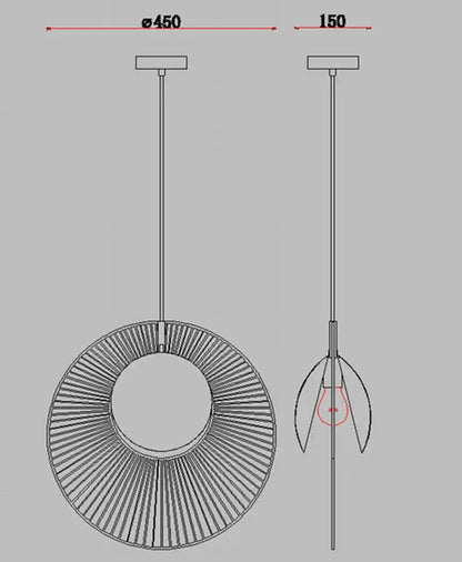 Modern black radial oyster pendant lamp bedroom hanging light