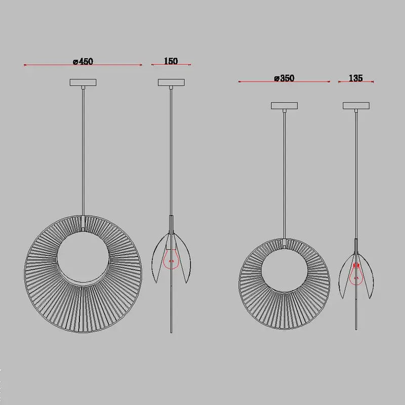 Modern black radial oyster pendant lamp bedroom hanging light