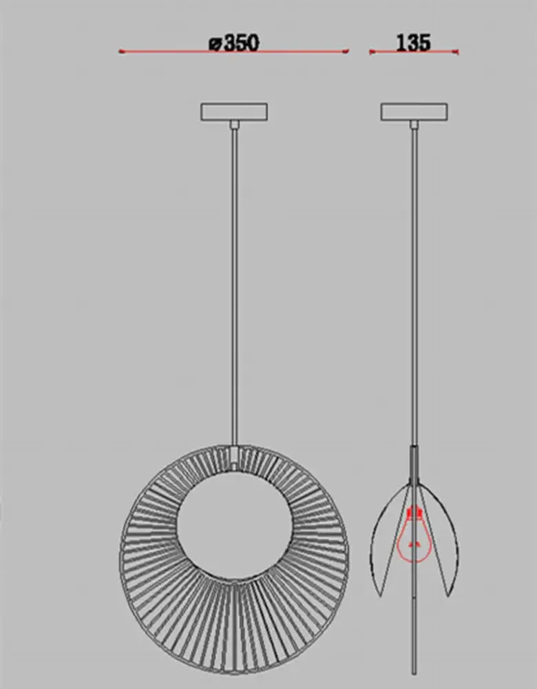 Modern black radial oyster pendant lamp bedroom hanging light