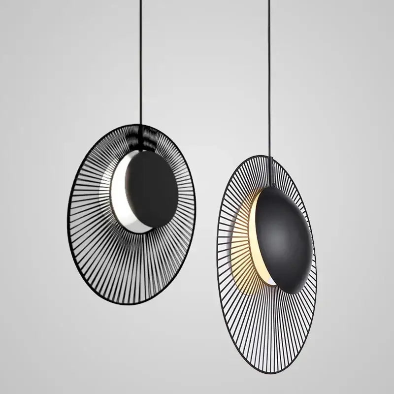 Modern black radial oyster pendant lamp bedroom hanging light