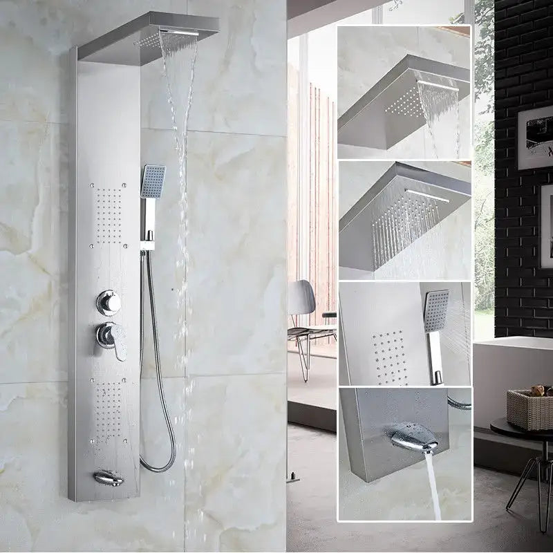 Modern chrome led panel bath faucet with massage spa jets bathroom